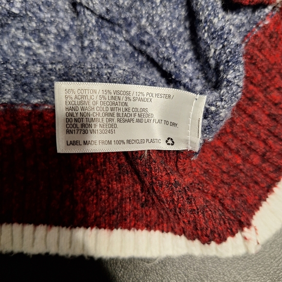 Women's Blue and Red Cardigan Sweater Preppy 60s Dance Vibes. Costume - Picture 6 of 8